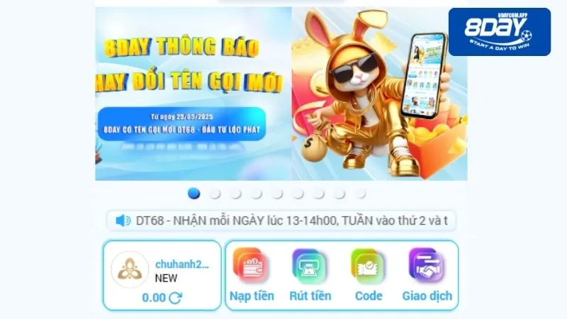Cách rút tiền 8DAY chi tiết chính xác cho người mới
